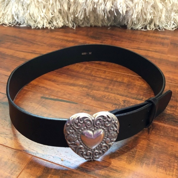Silver Heart Flower Filigree Black Belt main image 7